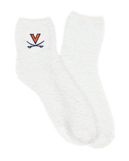 University Collegiate Socks Logo Design Adult Fuzzy Quarter Crew Sock