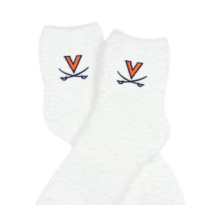 University Collegiate Socks Logo Design Adult Fuzzy Quarter Crew Sock