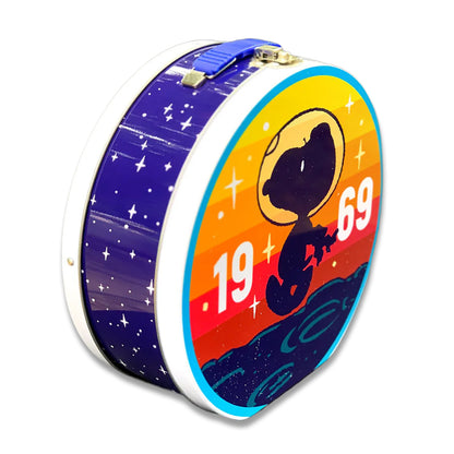 Peanuts Snoopy Lunch Box NASA 1969 Astronaut Round Tin Tote