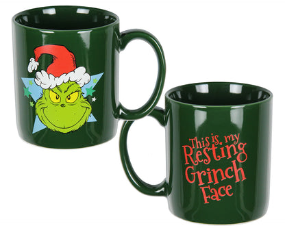 Dr. Seuss GRINCH Face Holiday Coffee Mug Cup 16 Oz