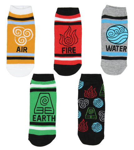 Avatar The Last Airbender Elements No-Show Ankle Socks 5 Pair