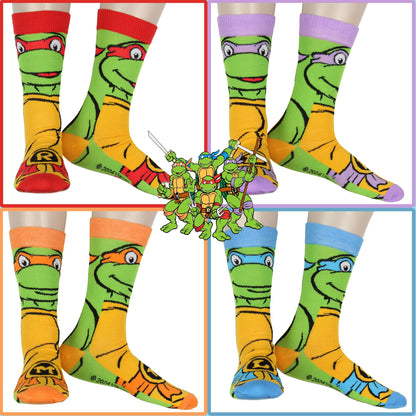 Teenage Mutant Ninja Turtle Mens 4Pk Novelty Character Crew Socks Shoe Size 6-12