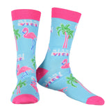 Miami Vice Socks Men's Flamingos and Palms All Over Design Crew Socks
