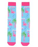 Miami Vice Socks Men's Flamingos and Palms All Over Design Crew Socks
