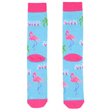 Miami Vice Socks Men's Flamingos and Palms All Over Design Crew Socks