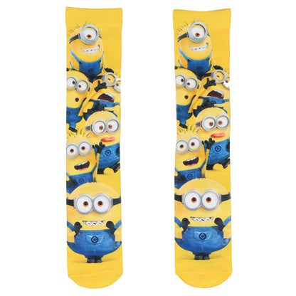 Minions Allover Character Design Men's Sublimated Mid-Calf Crew Socks