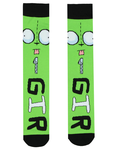 Invader Zim Socks Men's Zim and Gir Designs 2-Pair Mid-Calf Crew Socks