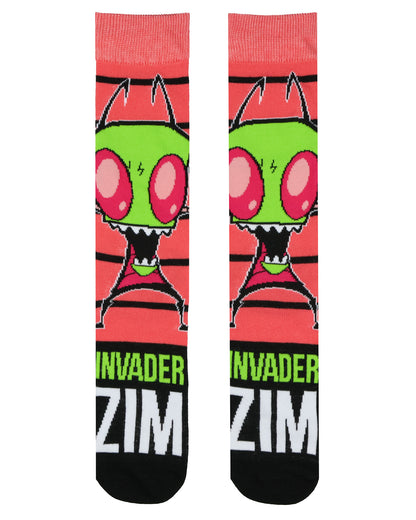Invader Zim Socks Men's Zim and Gir Designs 2-Pair Mid-Calf Crew Socks