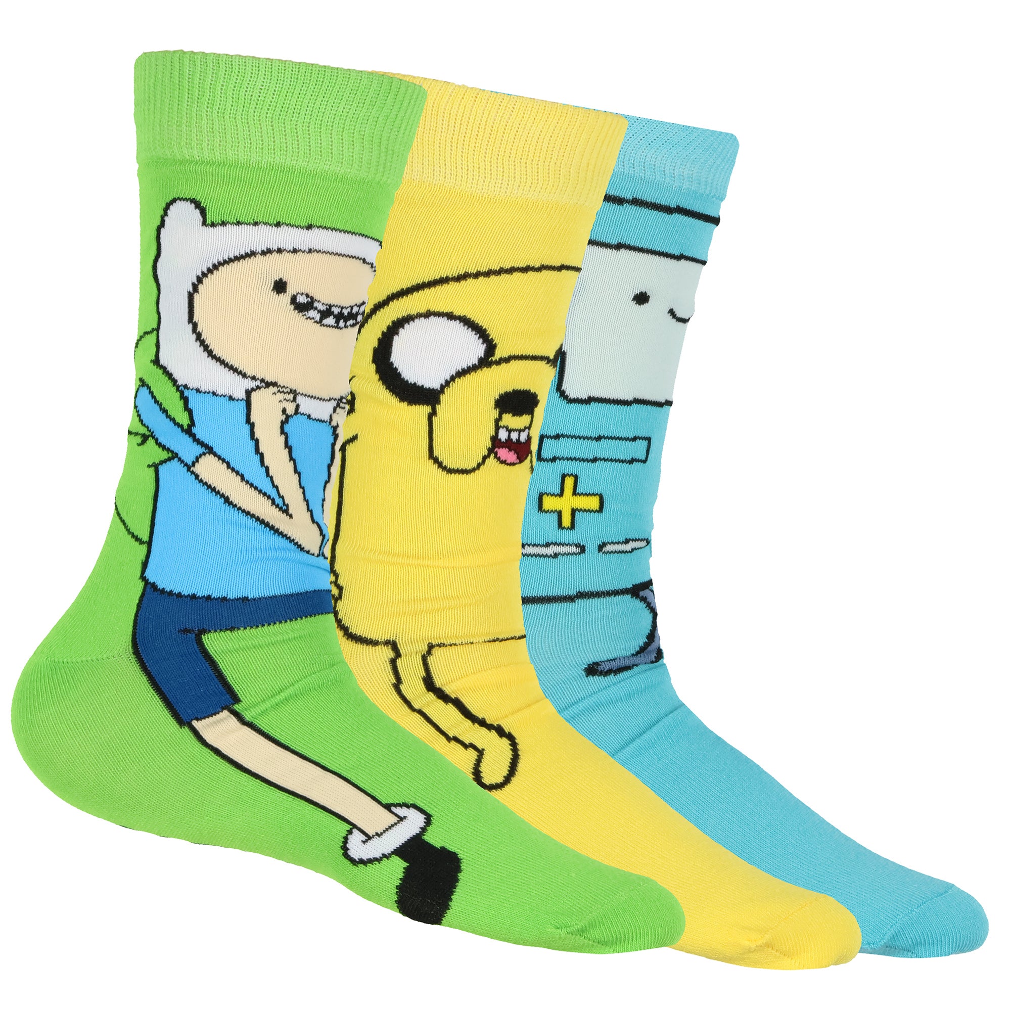 Adventure Time Socks Men's 3 Pairs Jake Finn BMO Mid Calf Crew Sock