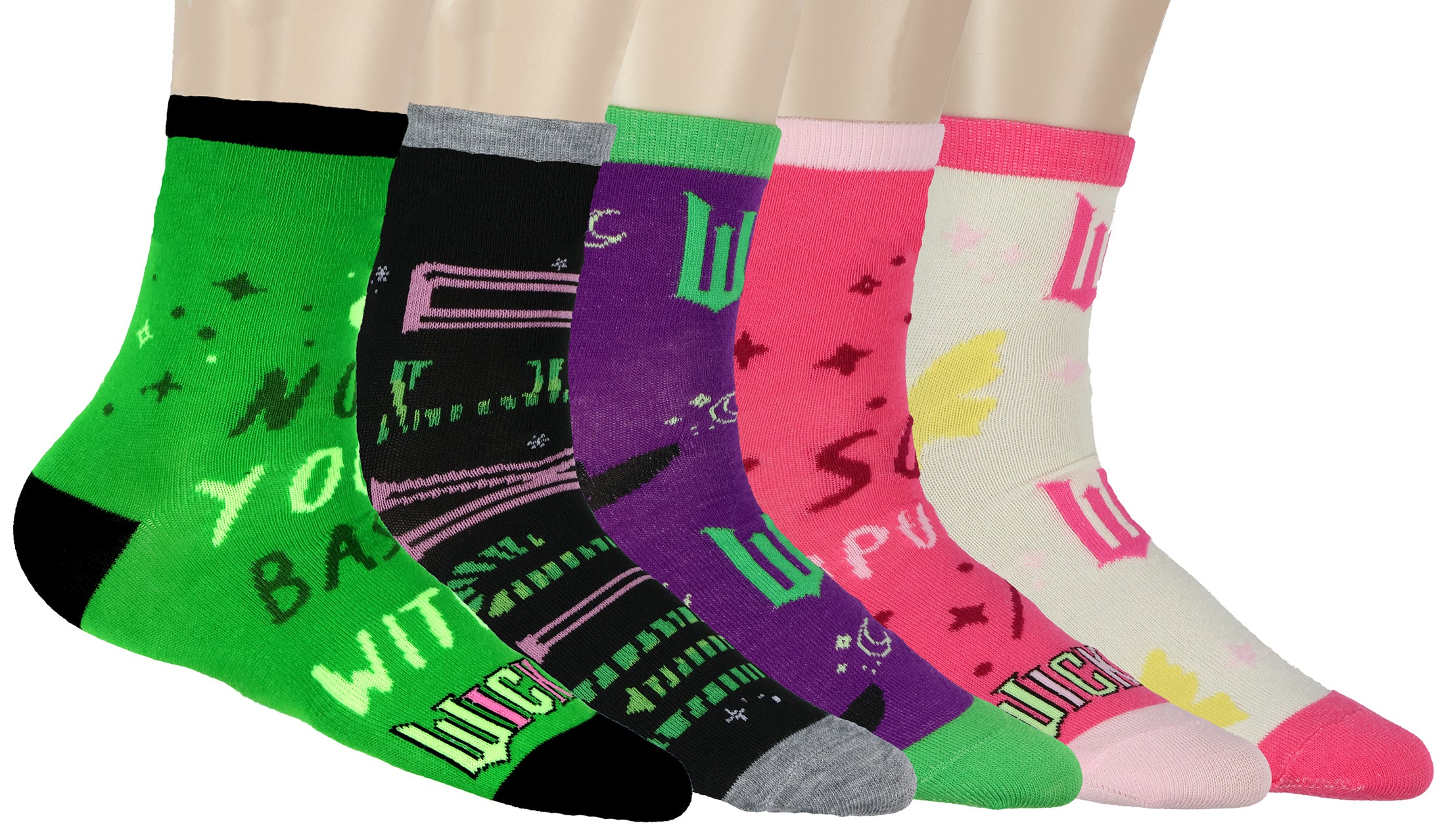 Wicked Not Your Basic Witch Women's Musical Movie Inspired 5-Pack Ankle Socks