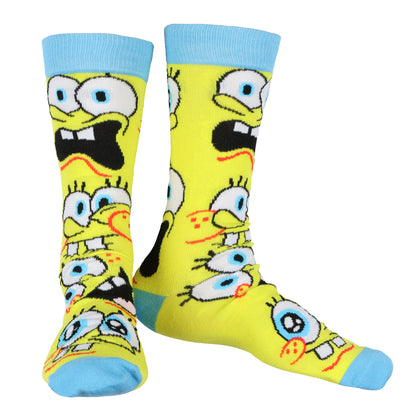 SpongeBob Squarepants Socks Men's Allover Character Designs 7-Pair Crew Sock Set