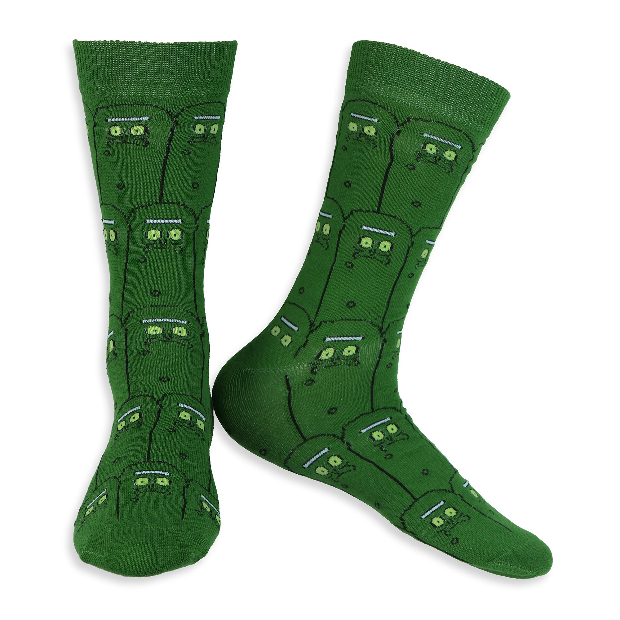 Rick and Morty Men's Pickle Rick 3 Pair Casual Crew Socks in Jar Container 6-12