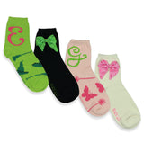 Wicked Elphaba and Glinda Women's 4 Pair Micro Cozy Socks in Cosmetic Bag 4-10