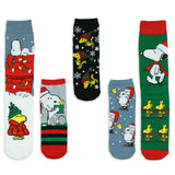 Peanuts Snoopy and Woodstock Adult 5 Pair Socks 2 Crew 3 Low Cut in Gift Box