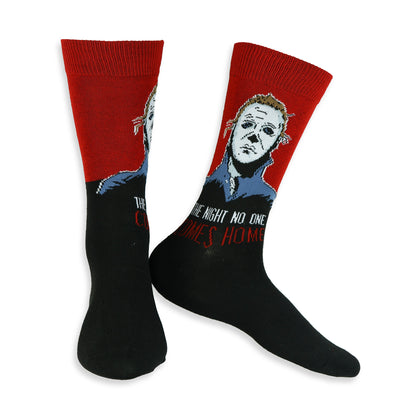 Halloween Michael Myers Men's 6 Pair Crew Socks with D.I.Y. Mask