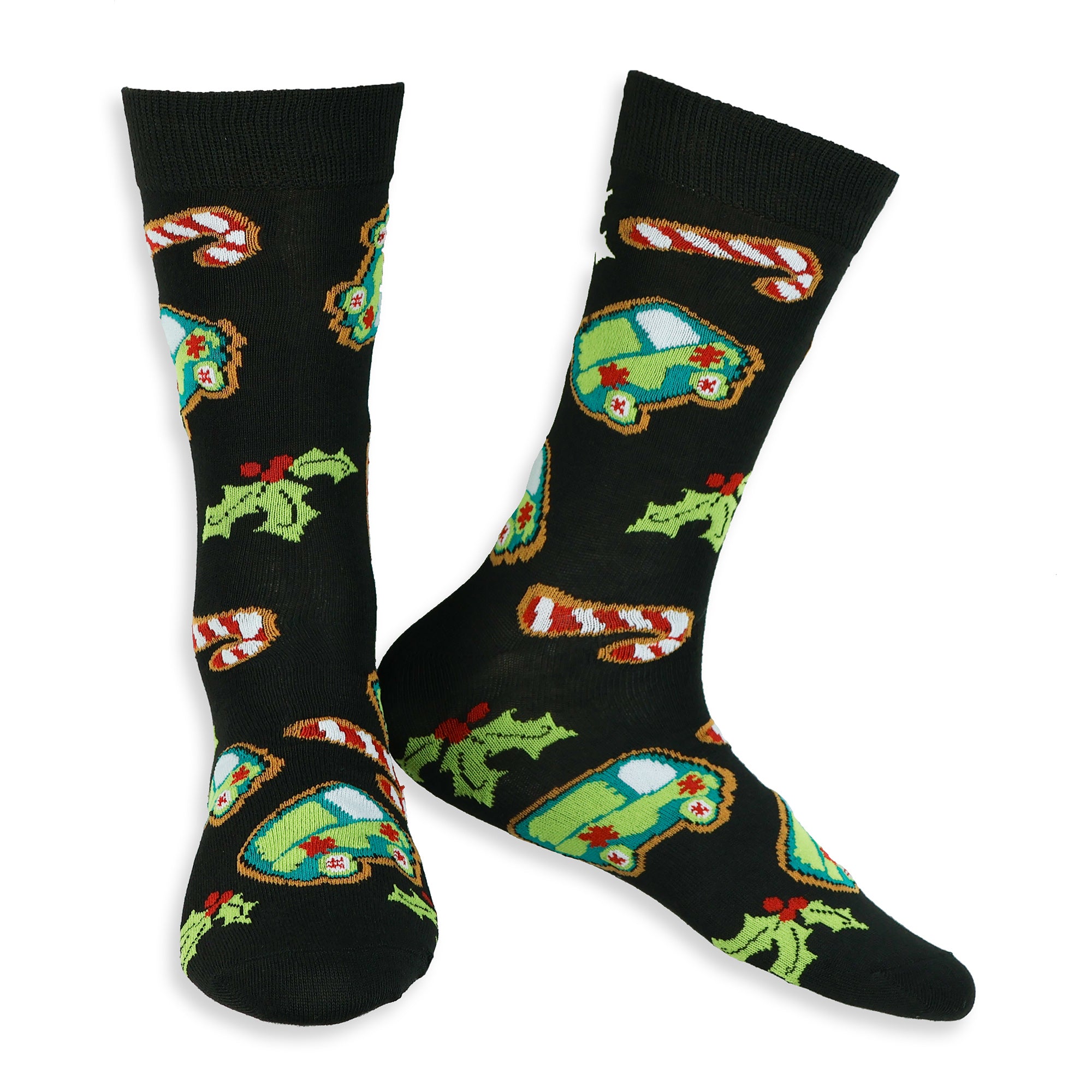 Scooby Doo Men's Holiday 6 Pair Christmas Crew Socks and Holiday Card Set 6-12