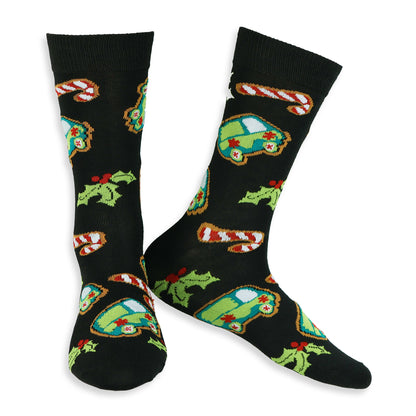 Scooby Doo Men's Holiday 6 Pair Christmas Crew Socks and Holiday Card Set 6-12