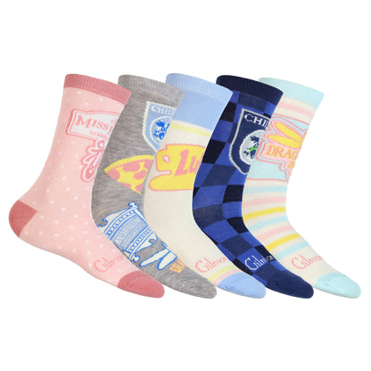 Gilmore Girls Assorted Designs Women's 5-Pack Crew Socks Size 4-10, 5 Pair