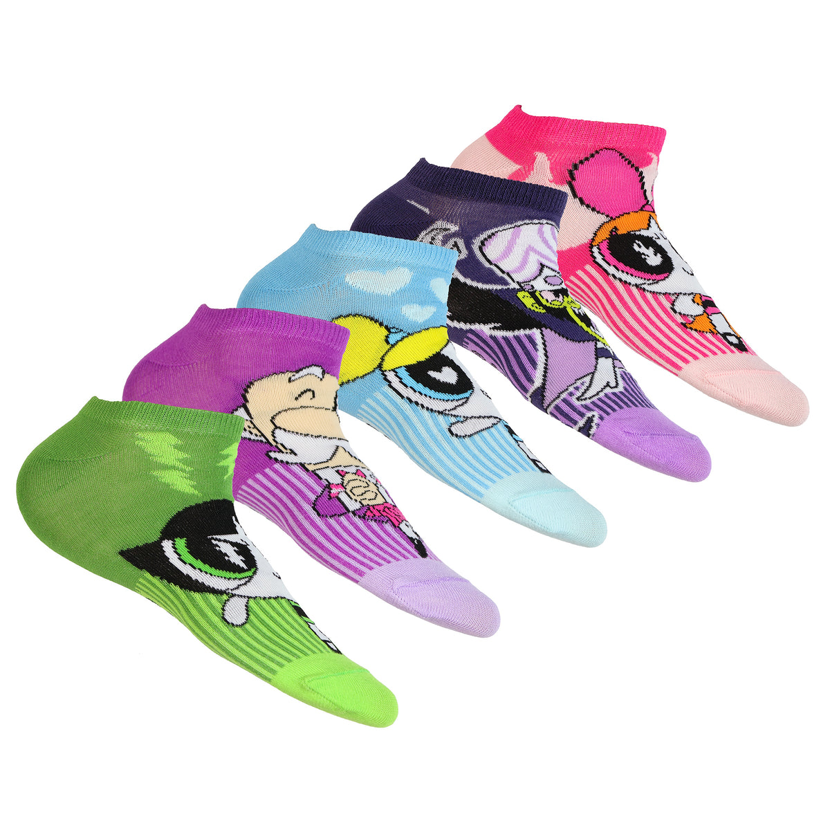 Powerpuff Girls Assorted Designs Women's 5-Pack No Show Ankle Socks