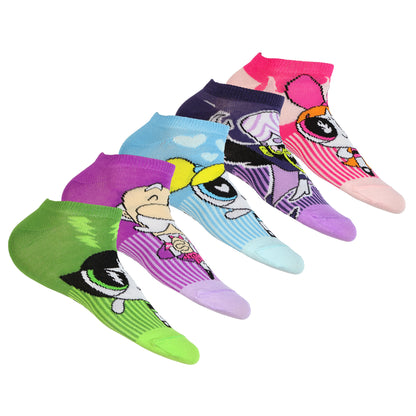 Powerpuff Girls Assorted Designs Women's 5-Pack No Show Ankle Socks