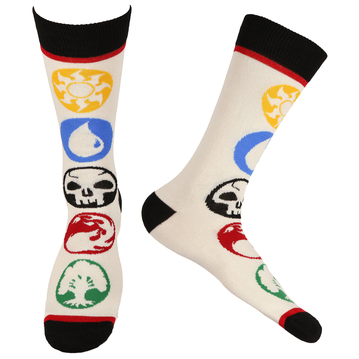 Magic The Gathering Socks Men's Mana Symbol 5 Pair Crew Sock Shoe Size 6-12