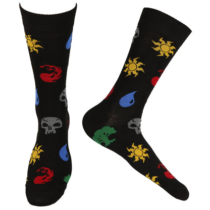 Magic The Gathering Socks Men's Mana Symbol 5 Pair Crew Sock Shoe Size 6-12