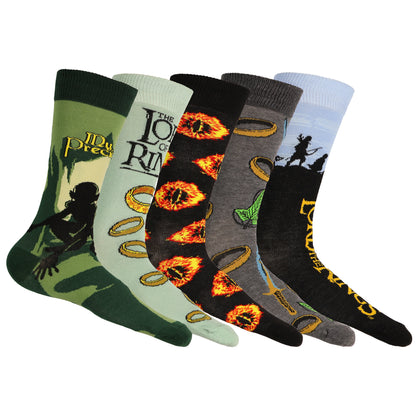 Lord of the Rings Crew Socks Men's My Precious 5-Pack Mid-Calf, Size 6-12