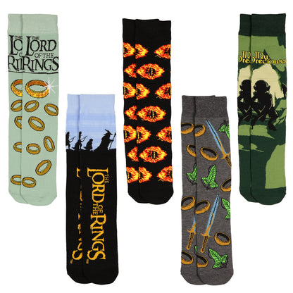 Lord of the Rings Crew Socks Men's My Precious 5-Pack Mid-Calf, Size 6-12