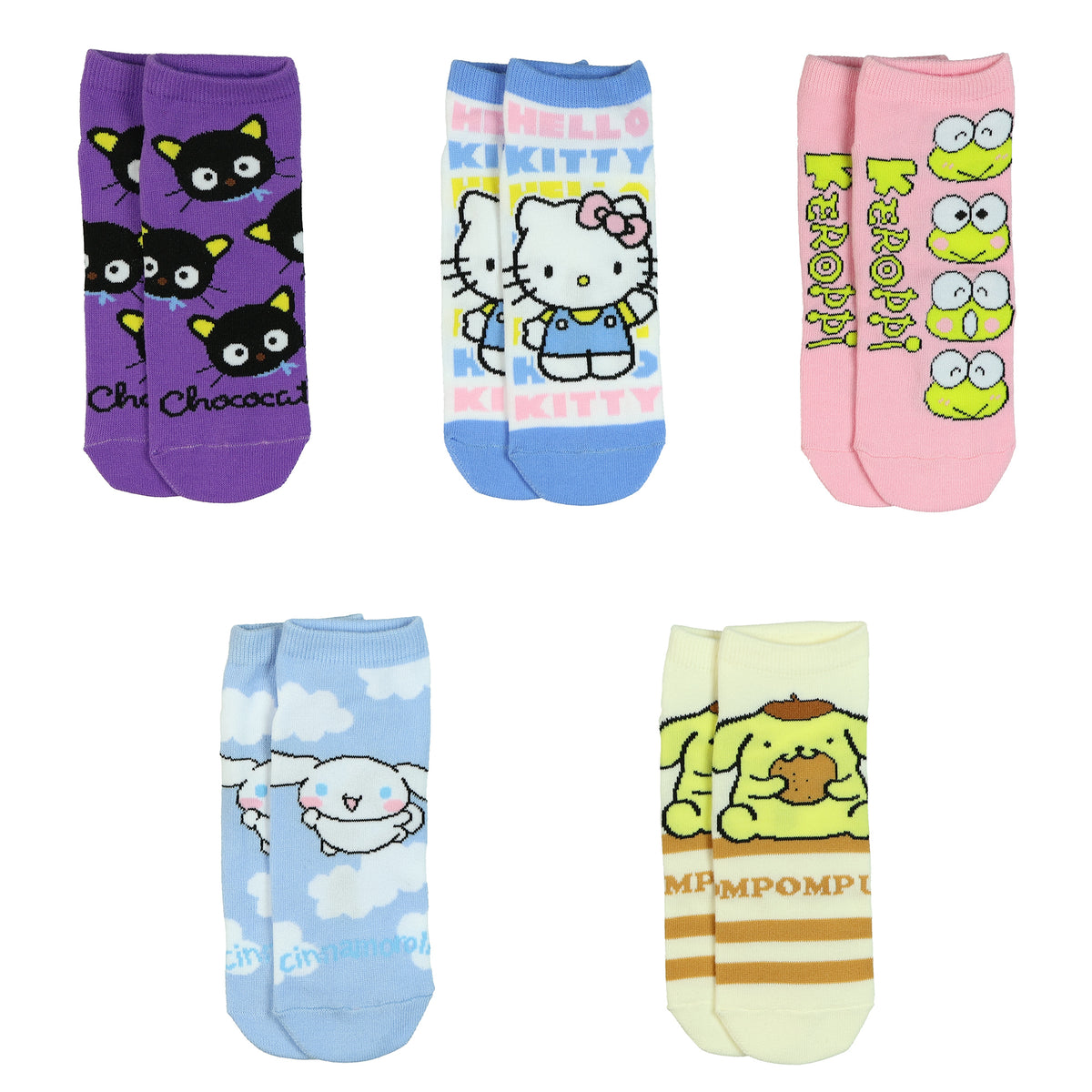 Hello Kitty and Friends Socks Women's No Show Sock 5 Pair in Cosmetic Bag