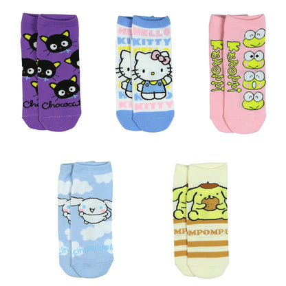 Hello Kitty and Friends Socks Women's No Show Sock 5 Pair in Cosmetic Bag
