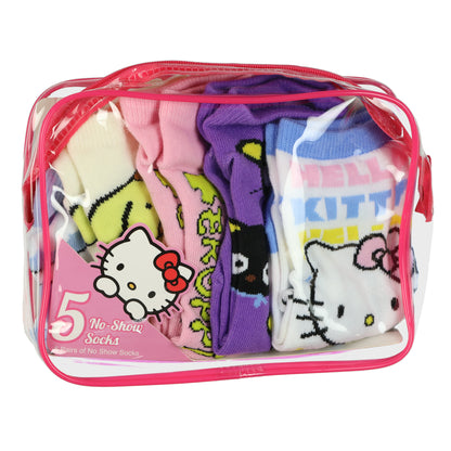 Hello Kitty and Friends Socks Women's No Show Sock 5 Pair in Cosmetic Bag