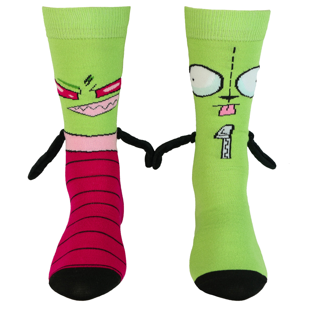 Nickelodeon Invader Zim and GIR Crew Socks 3D Novelty Hand Holding 1 Pair