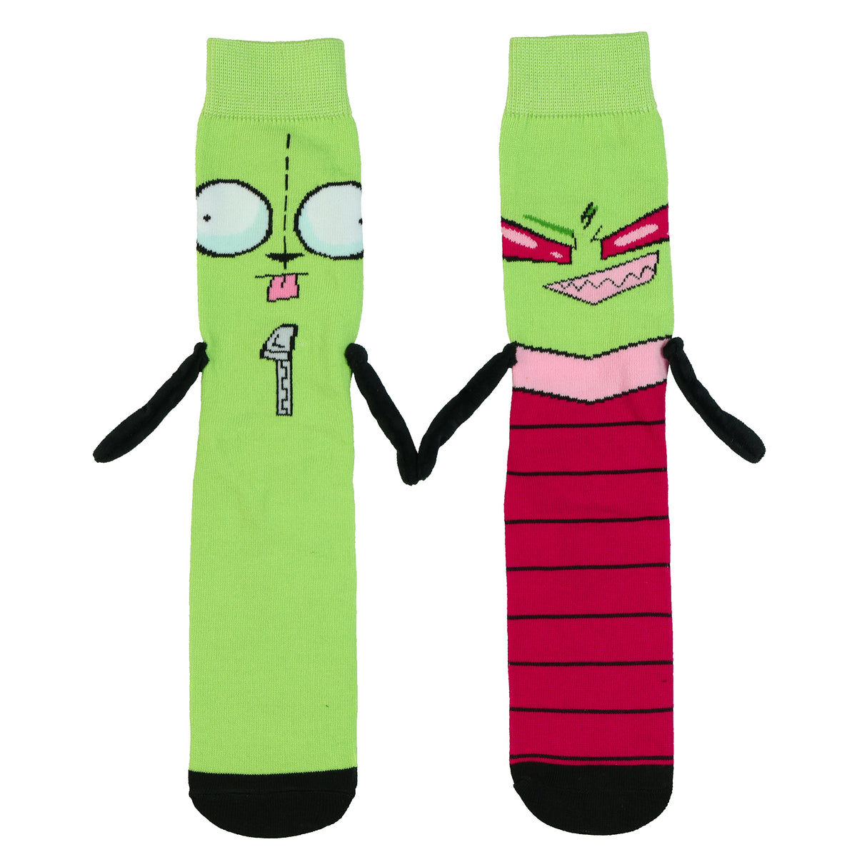 Nickelodeon Invader Zim and GIR Crew Socks 3D Novelty Hand Holding 1 Pair