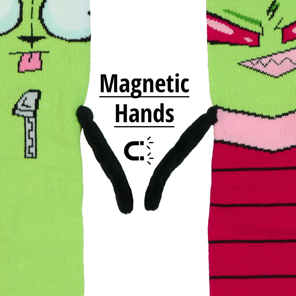 Nickelodeon Invader Zim and GIR Crew Socks 3D Novelty Hand Holding 1 Pair