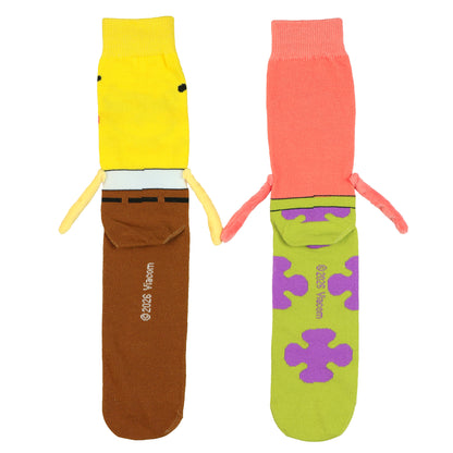 Nickelodeon SpongeBob SquarePants and Patrick Crew Socks 3D Hand Holding 1 Pair