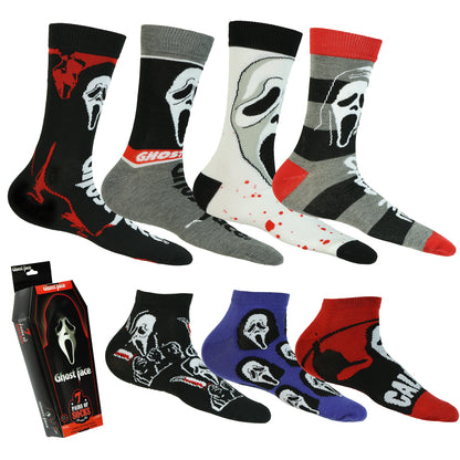 Ghostface Socks Men's Crew Ankle Sock Coffin Box Set 7 Pair Size 6-12
