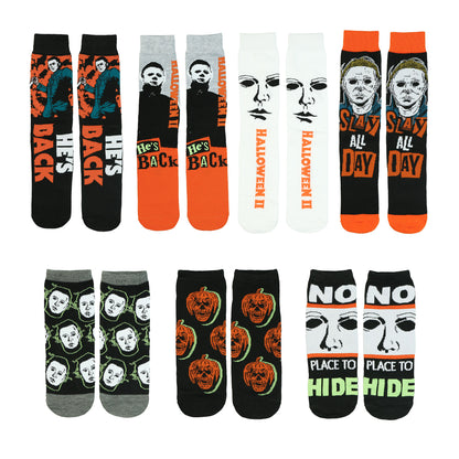 Halloween II Socks Michael Myers Men's Crew Ankle Sock Coffin Box 7 Pair
