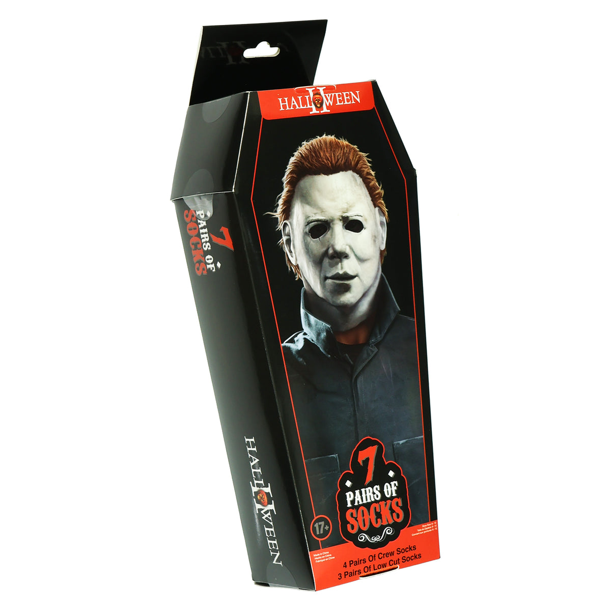Halloween II Socks Michael Myers Men's Crew Ankle Sock Coffin Box 7 Pair