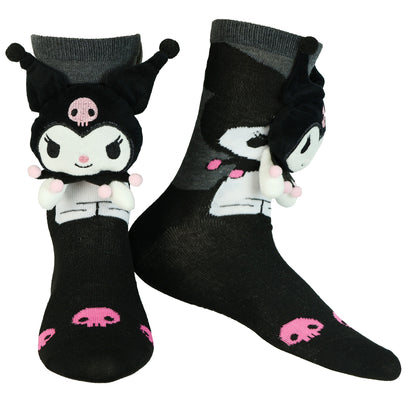 Sanrio Kuromi Crew Socks Women's 3D Plush Character 1 Pair OSFM