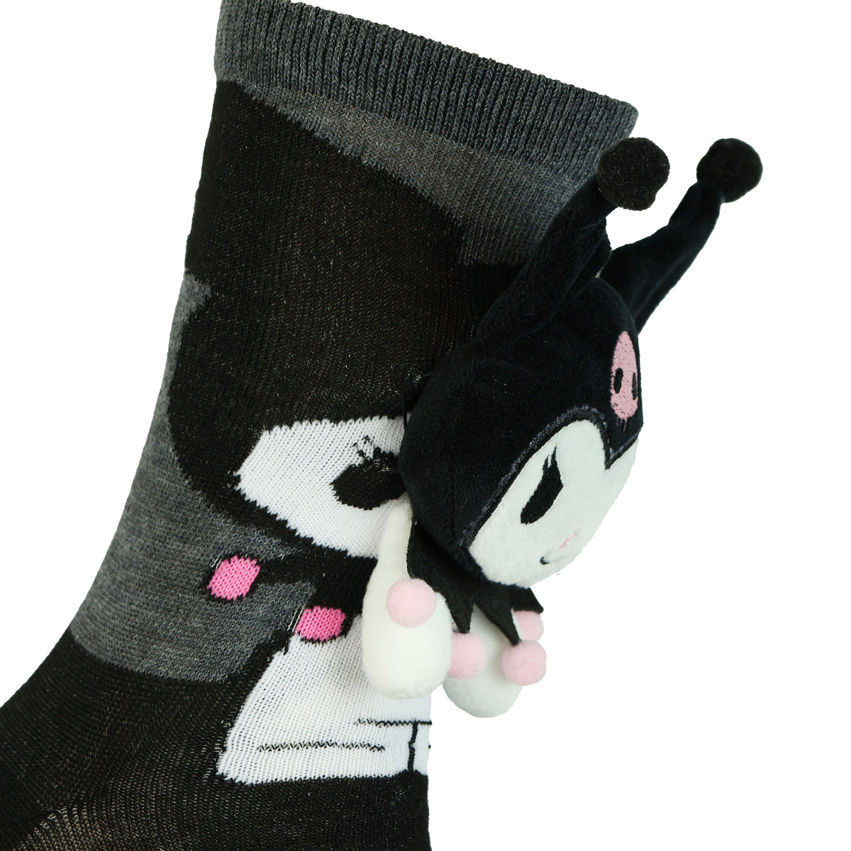 Sanrio Kuromi Crew Socks Women's 3D Plush Character 1 Pair OSFM
