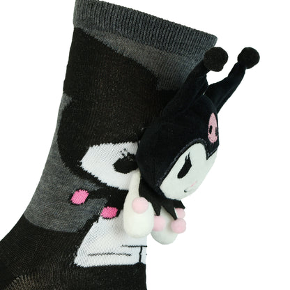 Sanrio Kuromi Crew Socks Women's 3D Plush Character 1 Pair OSFM