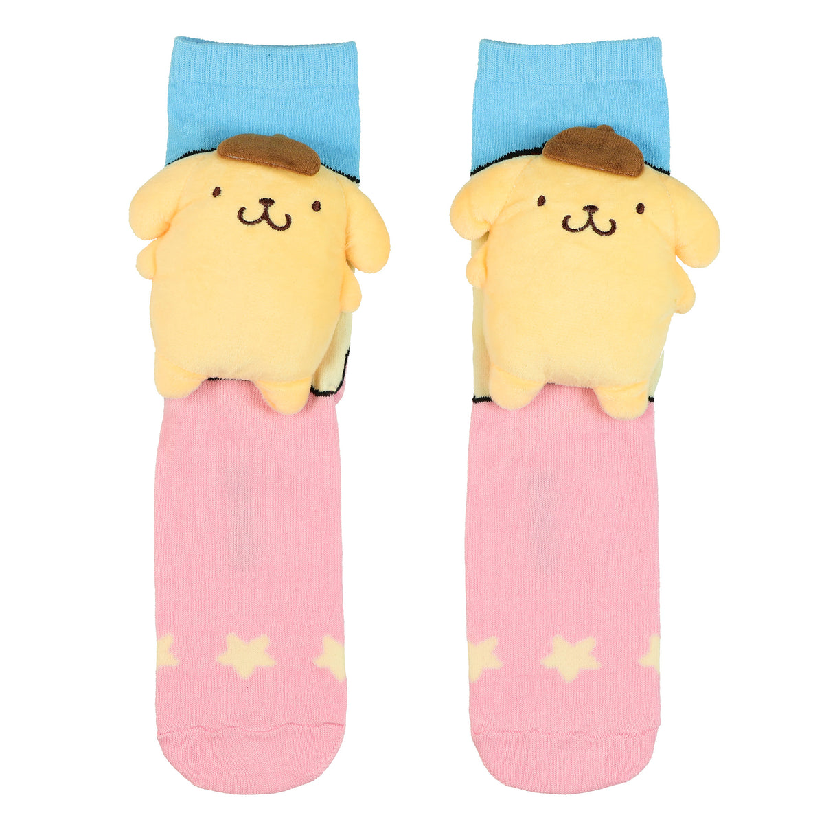 Sanrio Pompompurin Crew Socks Women's 3D Plush Character 1 Pair OSFM