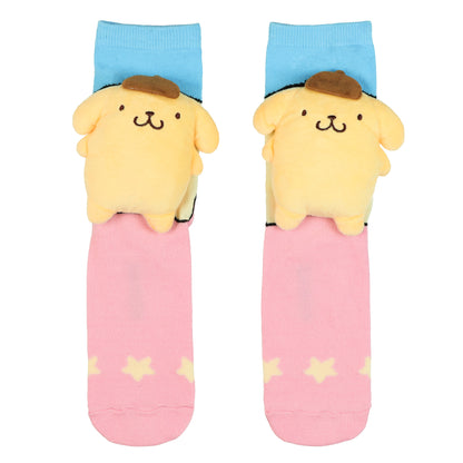 Sanrio Pompompurin Crew Socks Women's 3D Plush Character 1 Pair OSFM