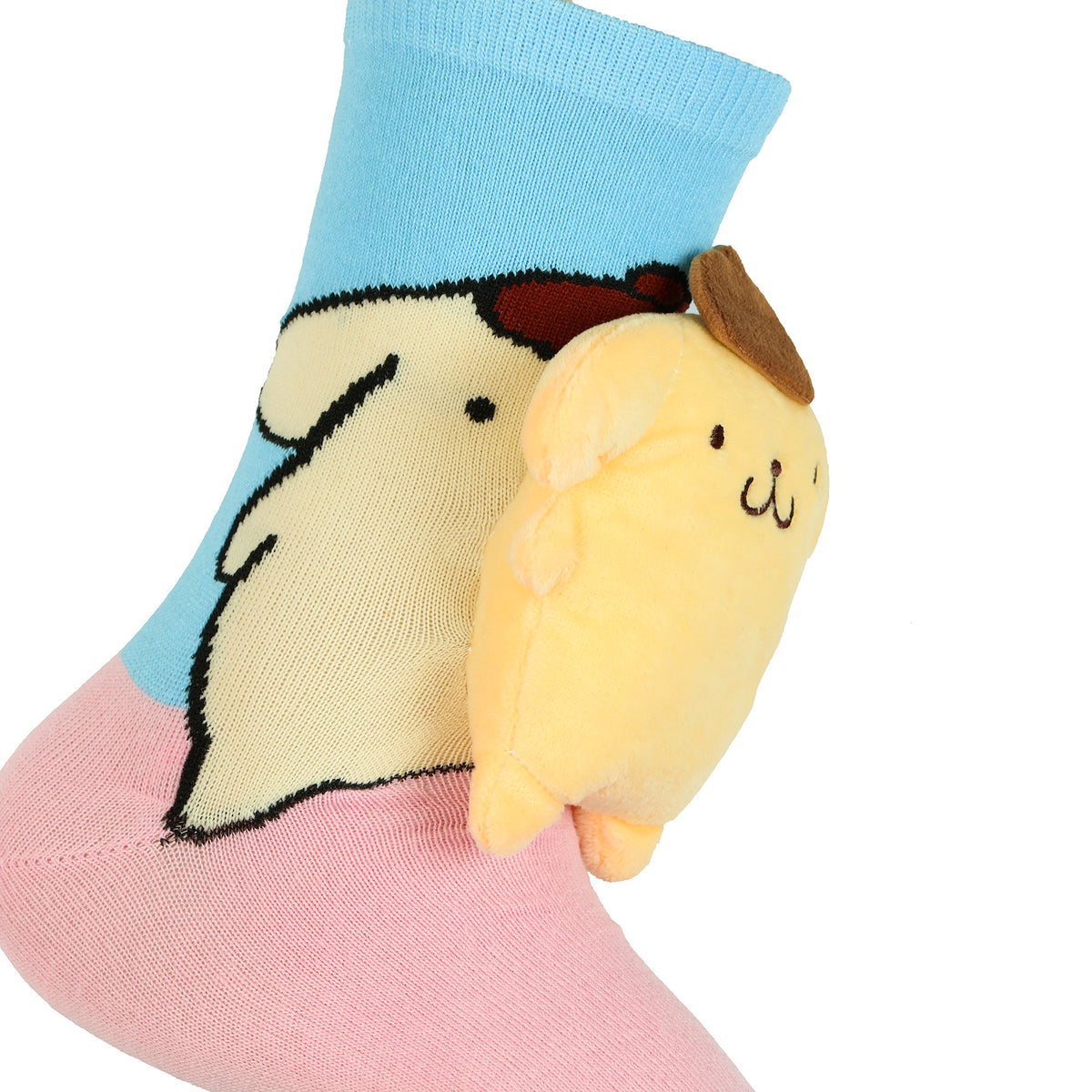 Sanrio Pompompurin Crew Socks Women's 3D Plush Character 1 Pair OSFM