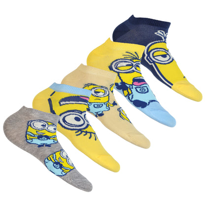 Minions Assorted Character Designs 5 Pack Low Cut Ankle Socks, 5 Pair