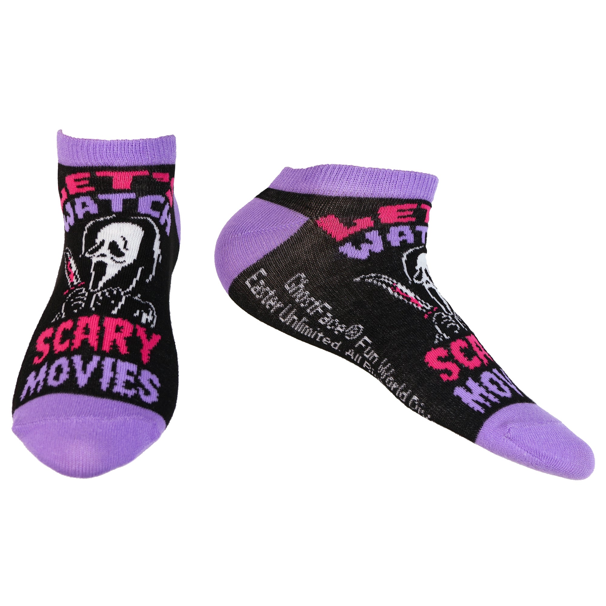 Ghostface Assorted Designs 5-Pack Low Cut Ankle Socks Size 4-10, 5 Pair