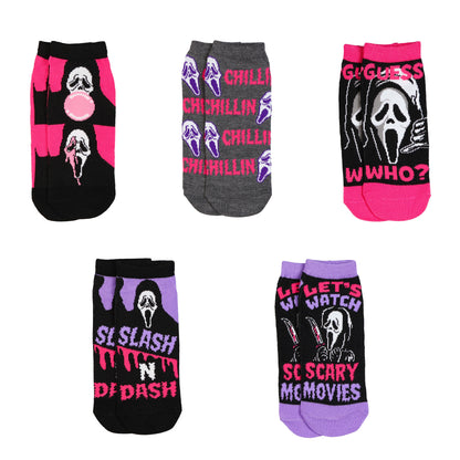 Ghostface Assorted Designs 5-Pack Low Cut Ankle Socks Size 4-10, 5 Pair