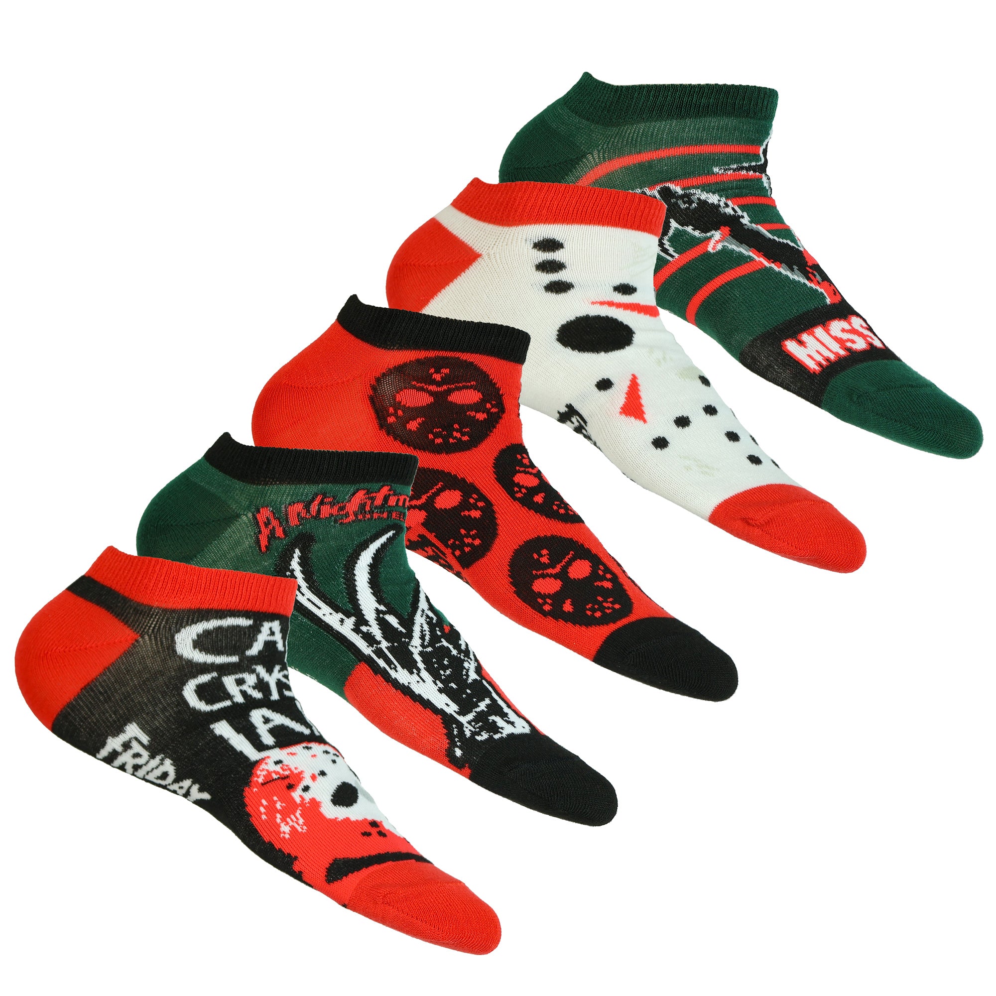 Friday the 13th and Nightmare on Elm Street Combo 5-Pack Low Cut Socks 5 Pair