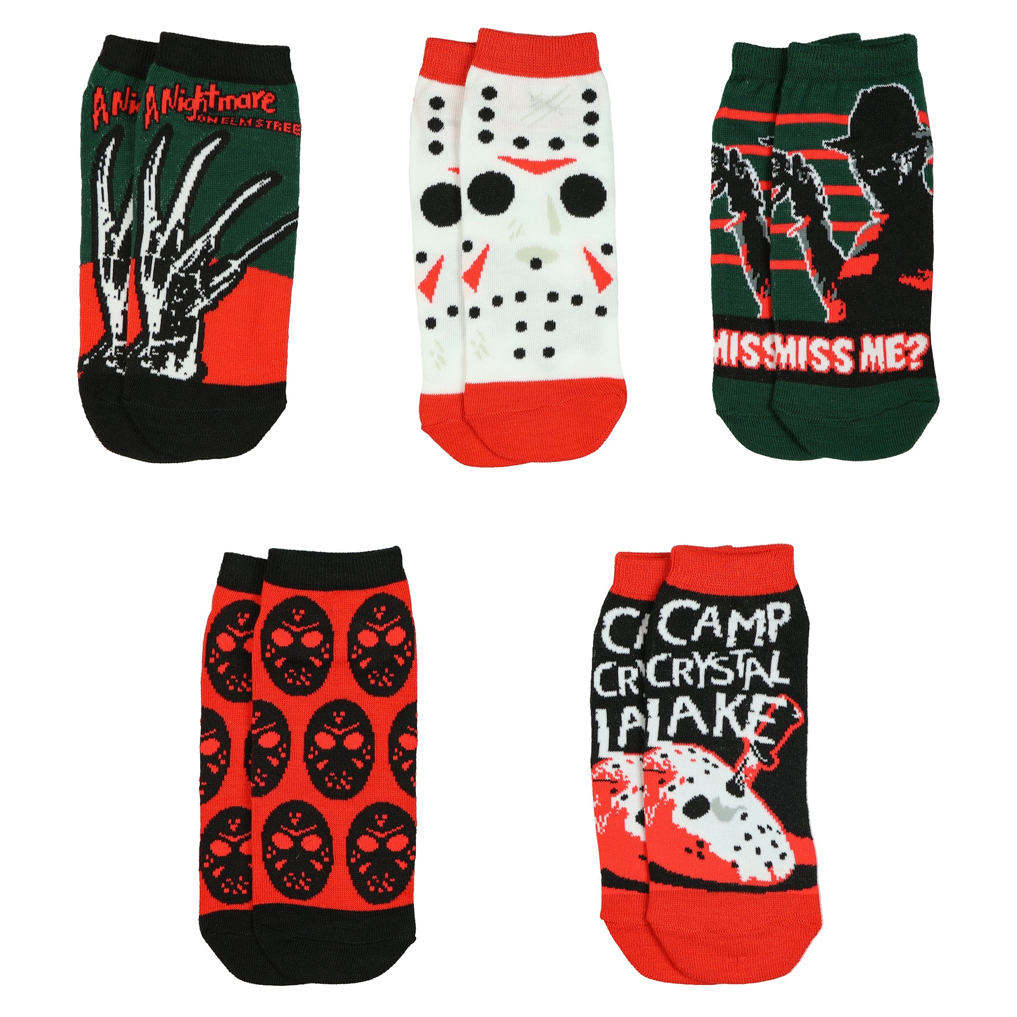 Friday the 13th and Nightmare on Elm Street Combo 5-Pack Low Cut Socks 5 Pair