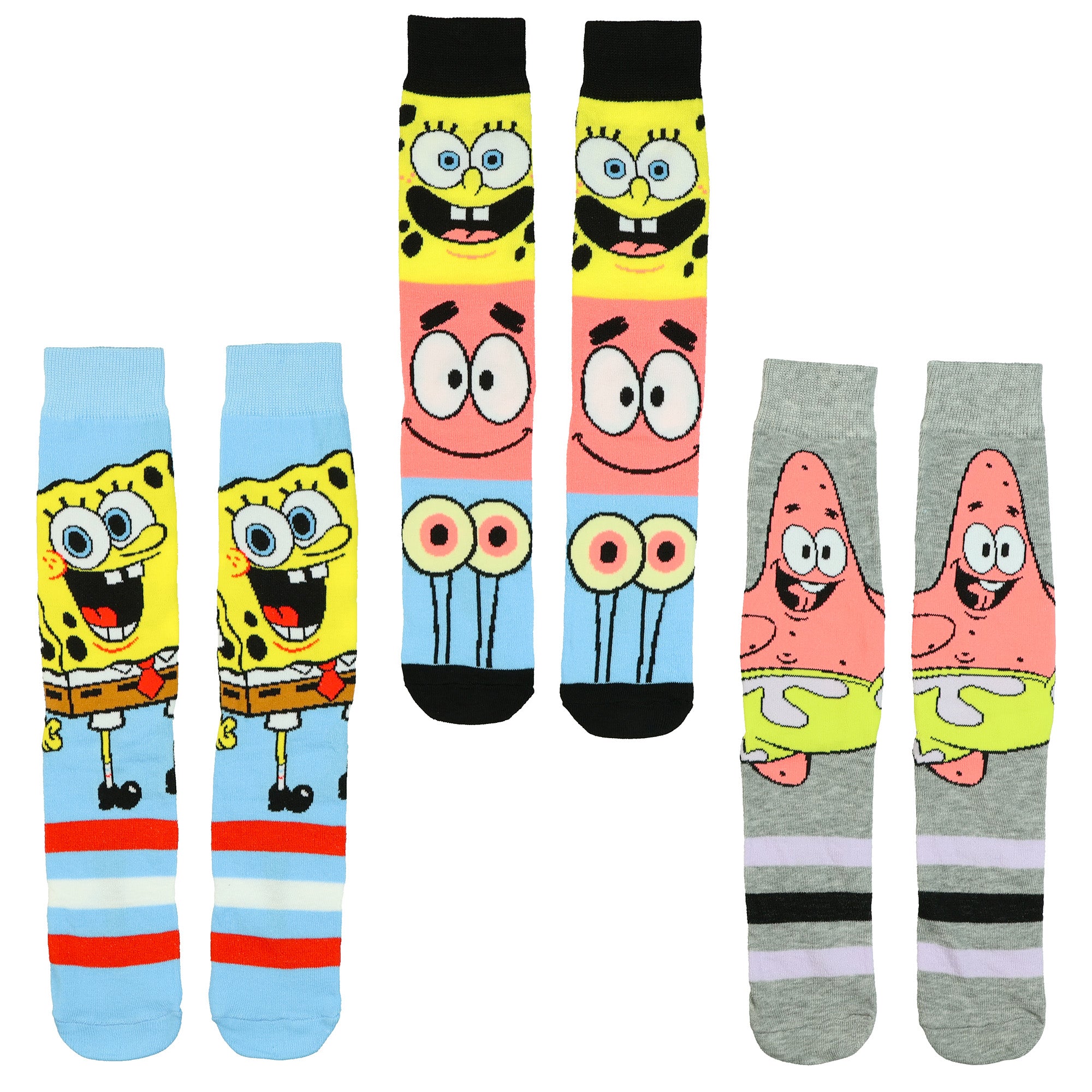 Nickelodeon SpongeBob SquarePants Crew Socks Men's 3 Pair Character Designs OSFM